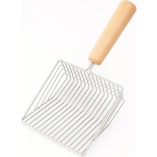 Busstier Metal Kedi Kumu Küreği Ahşap Saplı Dayanıklı Izgaralı Kedi Tuvaleti Temizleme Küreği Ergonomik Saplı Kolay Temizlik Aparatı Paslanmaz Çelik