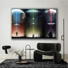 Şehzat Star Wars Üçlemesi Savaş Gemileri Gezegenler Yoda Han Solo Darth Wader Kanvas Tablo AR030246