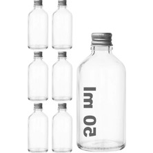 Calperia Gümüş Metal Kapaklı 50 cc Hediyelik Shot Şişesi - 6 Adet