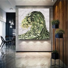 Şehzat Coin ve Dolar Banknot Paradan Dalga Finans Sektörü Kanvas Tablo AR030200