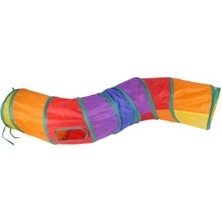 Busstier Gökkuşağı Renkli Katlanır Kedi ve Köpek Oyun Tüneli, Uzun Eğlenceli Evcil Hayvan Oyuncak Tüneli (Düz)