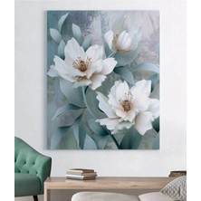 Şehzat Beyaz Çiçekli Kanvas Tablo