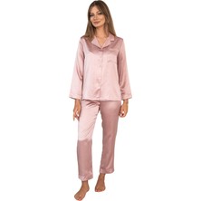 Icon Silk 'Sleep & Glow' %100 Saf Ipek Pijama Takımı (Gül Kurusu)