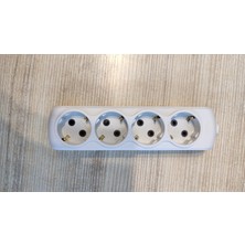 Vega Beyaz Dörtlü 4lü Grup Priz Topraklı Klemensli Yeni Tip 3600 Watt Kablosuz