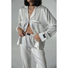 Coccolarsi Sogni Lineari Saten Uzun Pijama Takımı LDK06