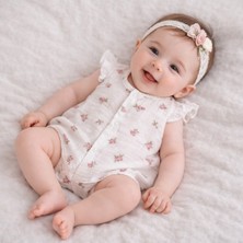 Necix Kız Bebek Yazlık Müslin Tulum 0- 6 Ay 5481 5484