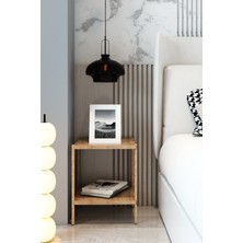 2 Raflı Atlantik Çamı Yan Sehpa Dekoratif