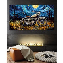 Şehzat Tekli Yatay Kanvas Tablo, Soyut Motorsiklet, Dekoratif Kanvas Duvar Tablosu