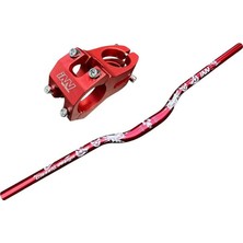 Monero Bisiklet Alüminyum Direksiyon Kısa 40MM Gidon Boğaz Set 78 cm Kırmızı Dragon