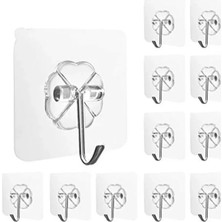 Calperia Kendinden Yapışkanlı Şeffaf Duvar Askısı - 12 Adet