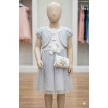 Kız Çocuk Bolerolu Çantalı Tül Detaylı Abiye Elbise ​Dodi Petto  (4 - 6 Yaş)