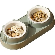 Calperia Kaymaz ve Dayanıklı Çift Bölmeli Mama ve Su Kabı - Hijyenik Tasarım (Yeşil)