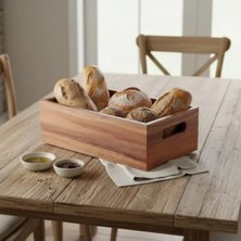 Calperia Doğal Ahşap Ekmeklik ve Çok Amaçlı Organizer Kutu – 25X14X8 cm