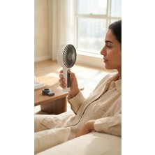 Porlisma Mini El Fanı Siyah-Beyaz Kompakt Tasarımlı, USB Şarjlı Güçlü Taşınabilir Vantilatör FAN-PL121