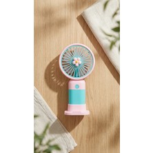 Porlisma Mini El Fanı Pembe-Mavi Kompakt Tasarımlı, USB Şarjlı Güçlü Taşınabilir Vantilatör FAN-PL104