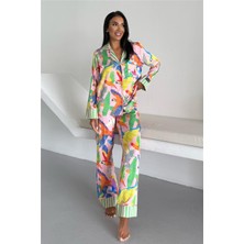 Coccolarsi Viaggio Creativo Saten Uzun Pijama Takımı VCK0315