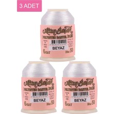 General 3 Adet Altınbaşak Oya ve Dantel Ipi 20 gr - Royaleks - No: Beyaz