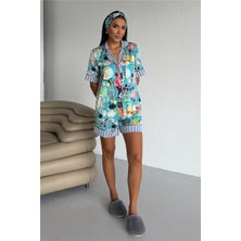 Coccolarsi Viaggio Creativo Saten Kısa Pijama Takımı VCN2314