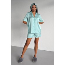 Coccolarsi Sogni Lineari Saten Kısa Pijama Takımı LDN04