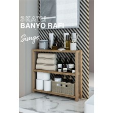 Atlantik Çam Çok Amaçlı 3 Katlı Ahşap Banyo Mutfak Rafı Organizer Dekoratif Raf