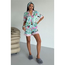 Coccolarsi Viaggio Creativo Saten Kısa Pijama Takımı VCN2311