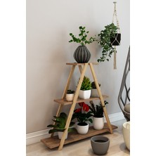 AVC Trade Modern İskandinav 3 Katlı Ahşap Çiçeklik & Dekoratif Köşe Rafı