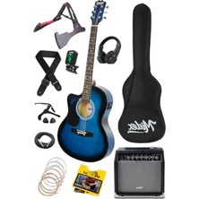 Calperia Mavi Renkli Amfili Elektro Akustik Gitar Seti - Full Set