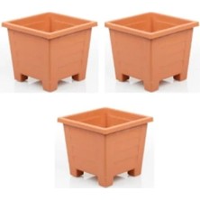 Calperia 3 Adet Küçük Plastik Saksı Seti, Balkon ve Iç Mekan Için, 0,6 L