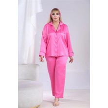 Coccolarsi Nobiltà Segreta Fuşya Saten Uzun Pijama Takımı (Büyük Beden)