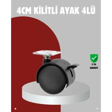General Mobilya Için Kilitli 4 cm Tekerlek Ayak Seti