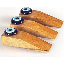 Calperia Doğal Ahşap Nazar Boncuklu Kapı Stoperi (3 Adet)