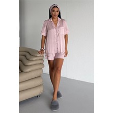 Coccolarsi Sogni Lineari Saten Kısa Pijama Takımı LDN03