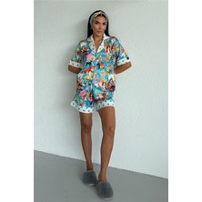 Coccolarsi Viaggio Creativo Saten Kısa Pijama Takımı VCN2310