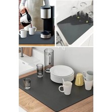 Calperia Süper Su Emici Bulaşık Kurutma Matı - Mikrofiber Paspas, Siyah 35X50 cm