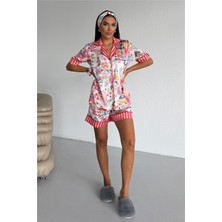 Coccolarsi Viaggio Creativo Saten Kısa Pijama Takımı VCN2312