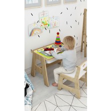 AVC Trade Montessori Ahşap Aktivite Masa ve Sandalye Takımı - Çocuk Çalışma Alanı