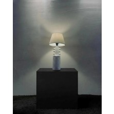 Lamazif Modern Minimal Masa Lambası 48X10 cm – Dokulu Polyester Gövdeli Şık Abajur Salon & Ofis Aydınlatma