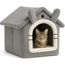 Calperia Yumuşak Kedi Yatağı - Derin Uyku Evi, Gri