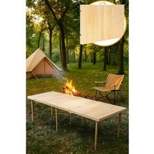 Calperia Katlanır Bahçe ve Piknik Masası - 75X200 cm Ham Naturel