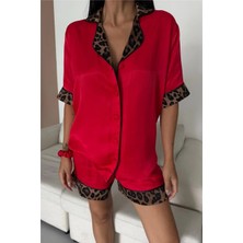 Coccolarsi Felino Perfetto Kırmızı Floş Saten Kısa Pijama Takımı