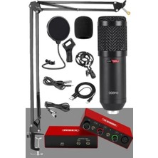 Calperia Mikrofon, Stüdyo Ses Kartı, Stand ve Filtre ile Glx Paket Set