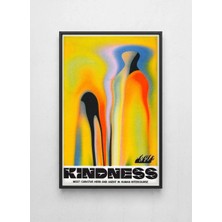 Lamazif Kindness Soyut Renkli Sanat Tablosu | Siyah Çerçeveli Modern Duvar Dekoru 50X70 cm