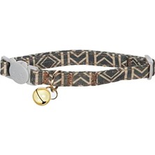 Calperia Geometrik Desenli Kahverengi Kedi Boyun Tasması