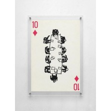 Lamazif Pleksi Cam Duvar Tablosu – 10 Karo Iskambil Temalı Modern Sanat Poster | Vidalamalı Akrilik Tablo