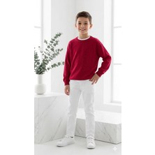 HaanBebe Erkek Çocuk Beyaz Slim Fit Kanvas Pantolon - Ayarlanabilir Belli ve 5 Cepli