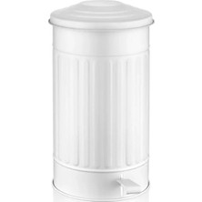 Calperia 30 Litre Kapaklı Pedallı Metal Çöp Kovası - Dayanıklı Paslanmaz Tasarım (Beyaz)