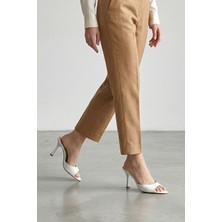 Gökhan Talay Zafira Esnek Yumuşak Kaymaz Taban (8 Cm) Beyaz Cilt Kadın Topuklu Terlik