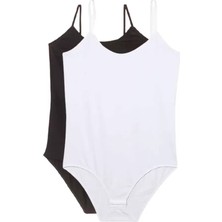 General 2 Adet Ip Askılı Kadın Çıtçıtlı Body Siyah ve Beyaz