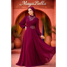 MayaBella Taşlı Şifon Tesettür Abiye