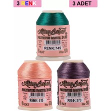 General 3 Adet Altınbaşak Oya ve Dantel Ipi 20 gr - Royaleks - No: 415 - 970 - 745